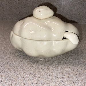 Vintage Atlantic Mold Baked Potato Sour Cream Crock With Spoon - EUC!
